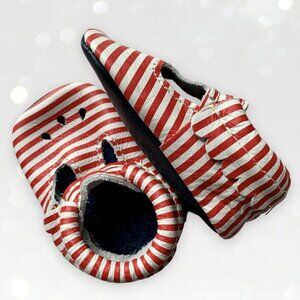 Freshly Picked Red & White Stripe Mary Jane Moccs